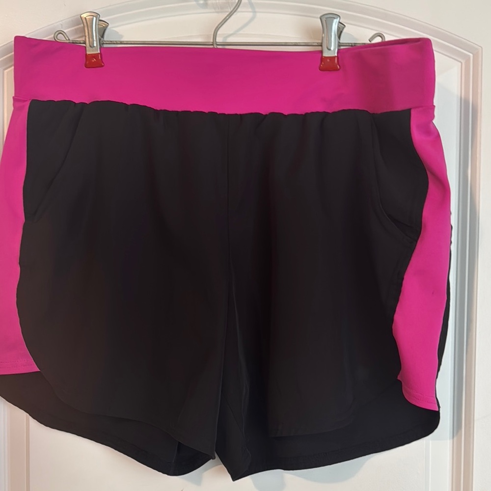 Dynamic Black and Pink Athletic Shorts